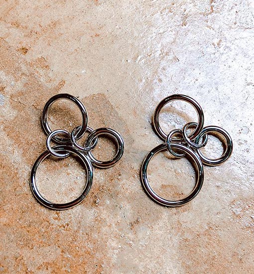 silver ring mix earring