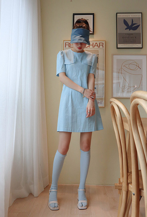 linen retro mini dress (2 colors)