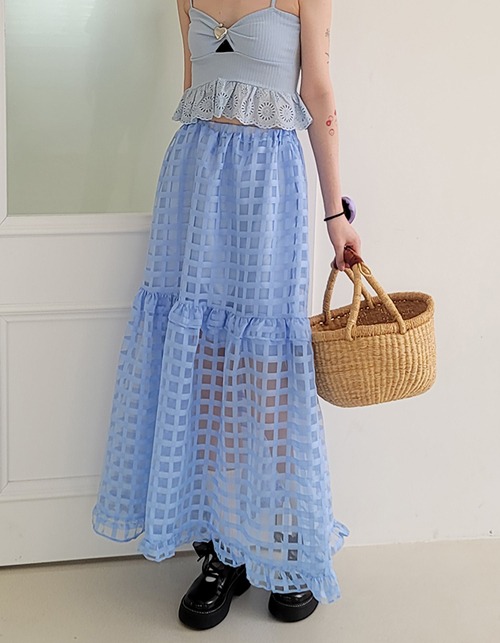 square see-through long skirts (3 colors)