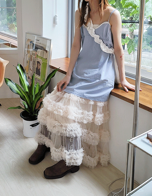 whipping cream frill sha skirts (2colors)