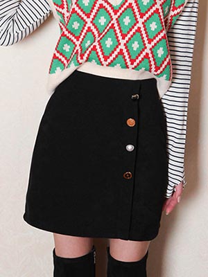 4 Different gold button MINI skirts (2 colors)