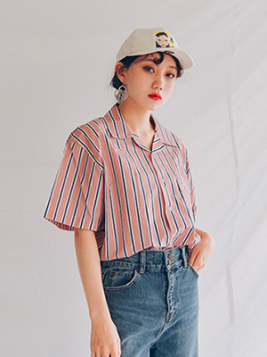double collar stripe shirts (2 colors)