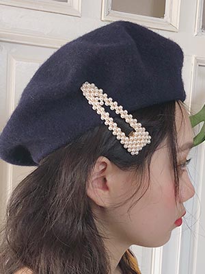 BIG pearl snap hair clip