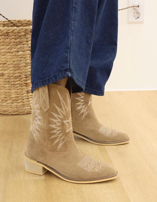 flame stitches western boots (4 colors)