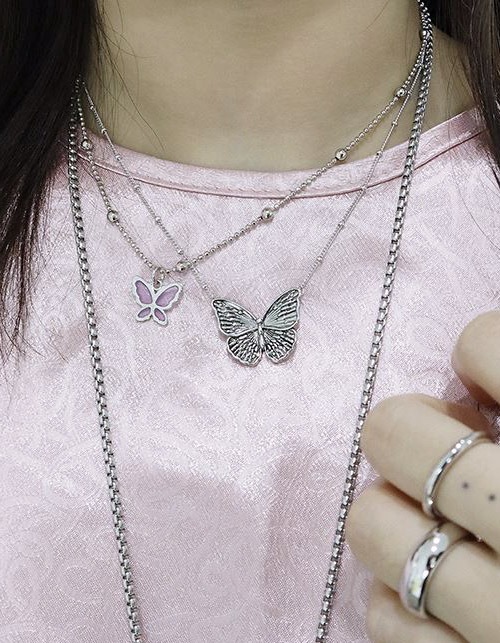fantasy butterfly silver necklace