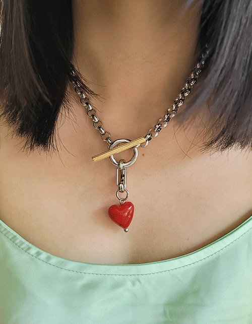 heart Pendant chain necklace (2 colors)