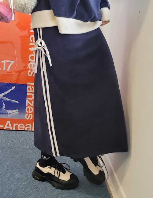 ribbon line loose velour set - skirt (3colors)