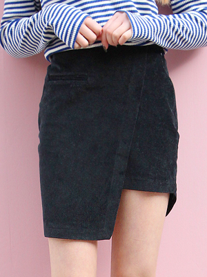 unbalance wrap suede skirt (only wine)