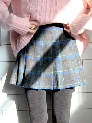 big check pleats skirt (2 colors)