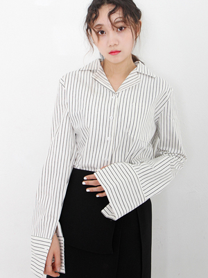 double collar over-cuff stripe shirt (2colors)